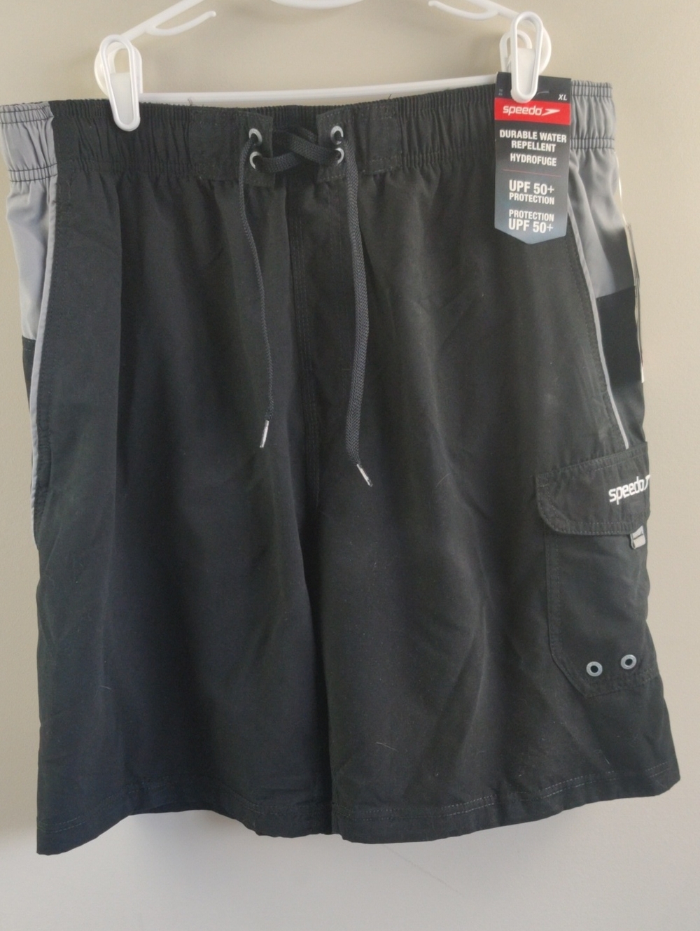 Speedo Black Swim Shorts with Gray Side Panels